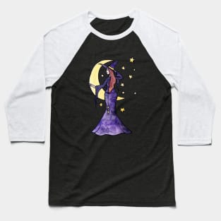 Purple Moon Witch Baseball T-Shirt